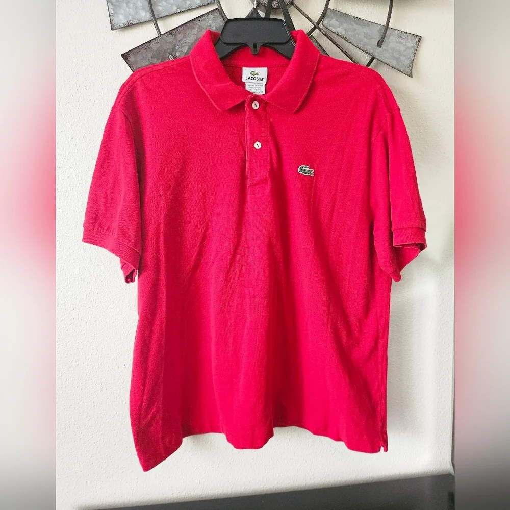 La Coste Men's Red Alligator Logo Polo 6 Button Soccer Europe France Classic 6